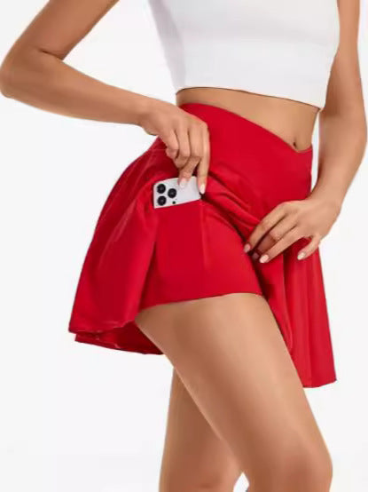 I YOGA High Waisted 2 In 1 Crossover Flowy Shorts
