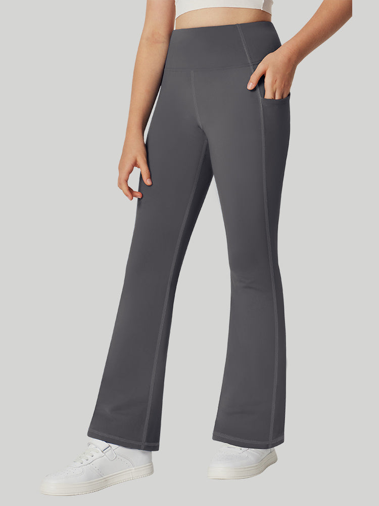 Girl's Fleece Lined Flare Pants With Pockets