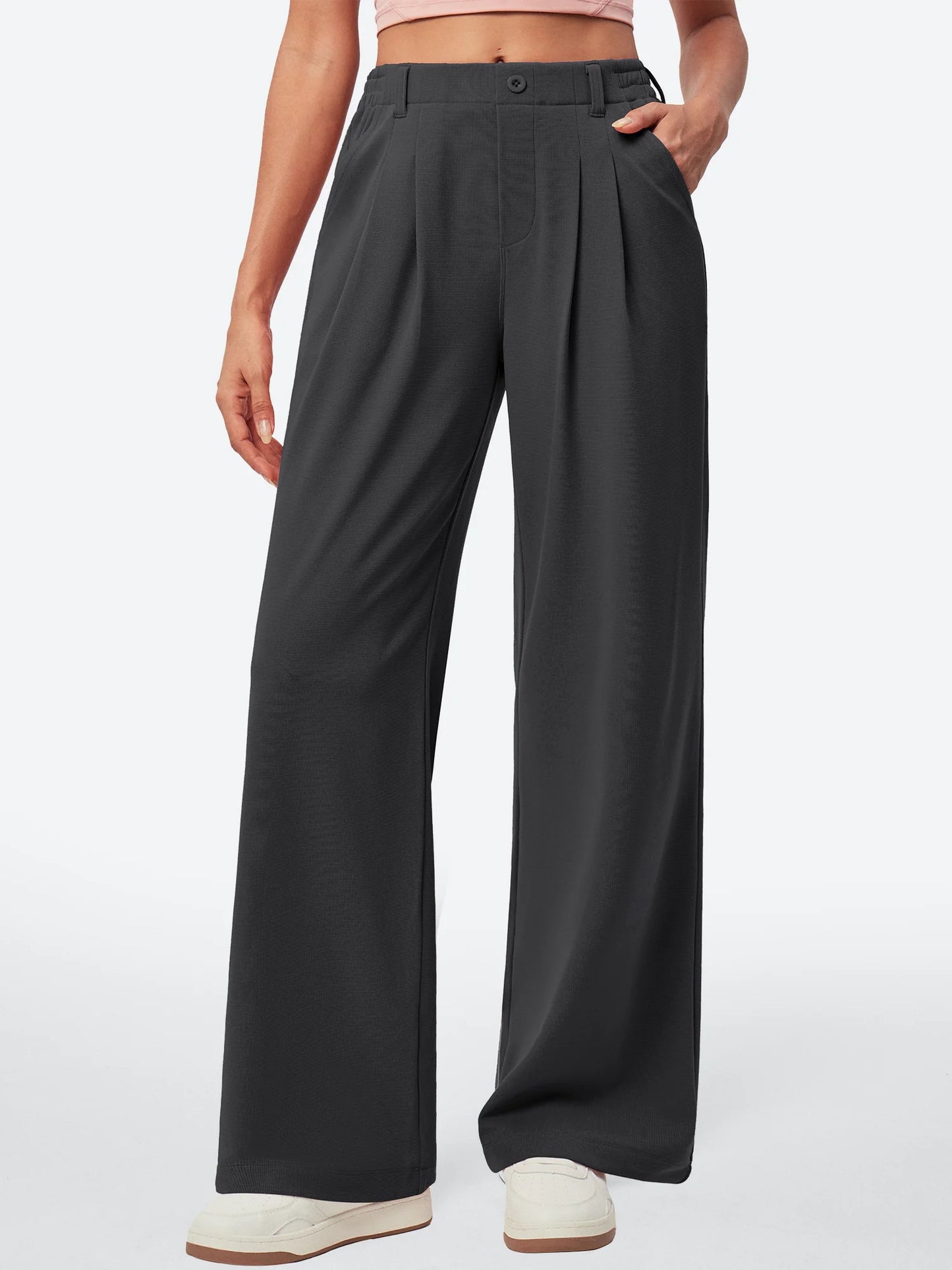 I YOGA High Waisted Waffle Wide Leg Work Pants