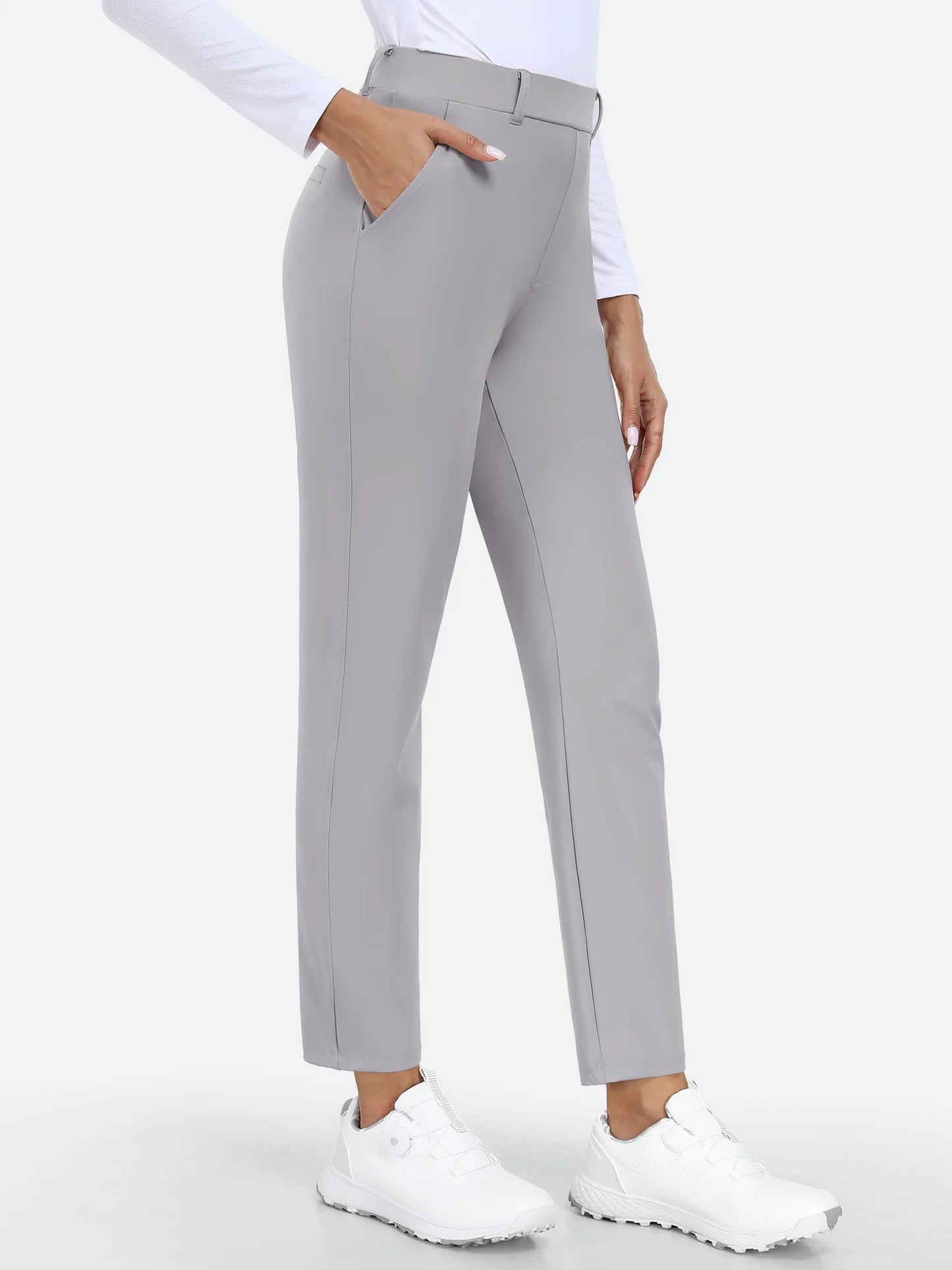 I YOGA Stretchy 7/8 Ankle Pull On Work Pants With Pockets