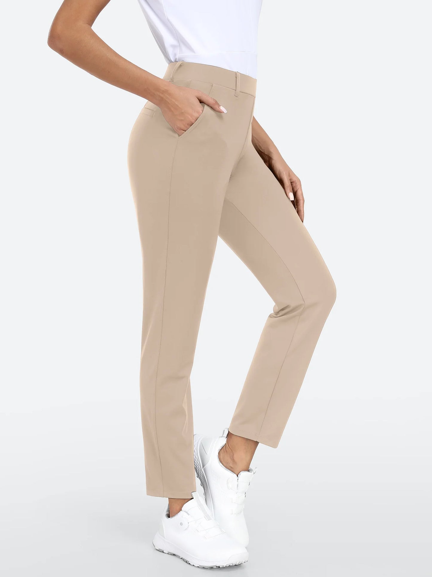 I YOGA Stretchy 7/8 Ankle Pull On Work Pants With Pockets
