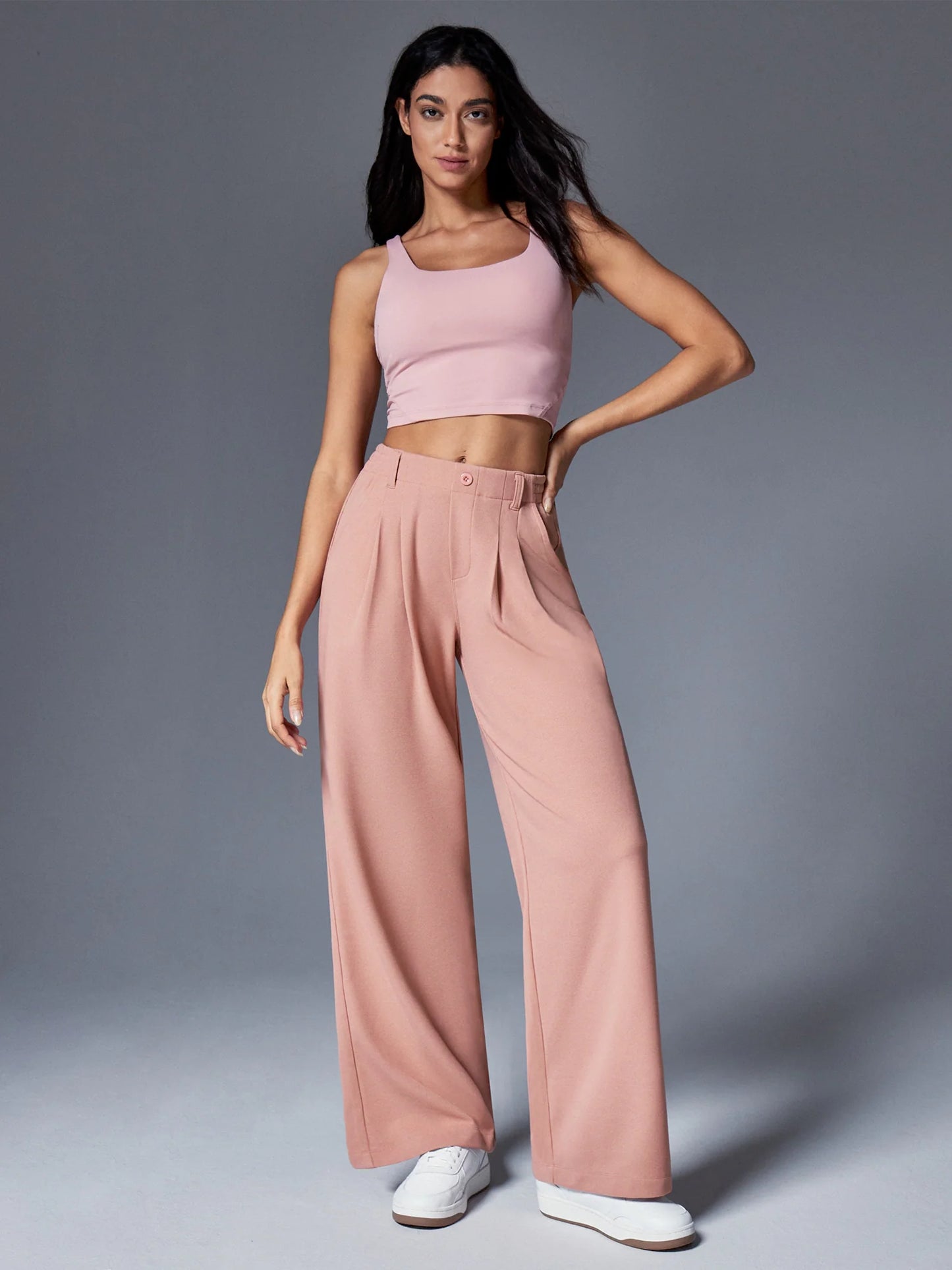 I YOGA High Waisted Waffle Wide Leg Work Pants