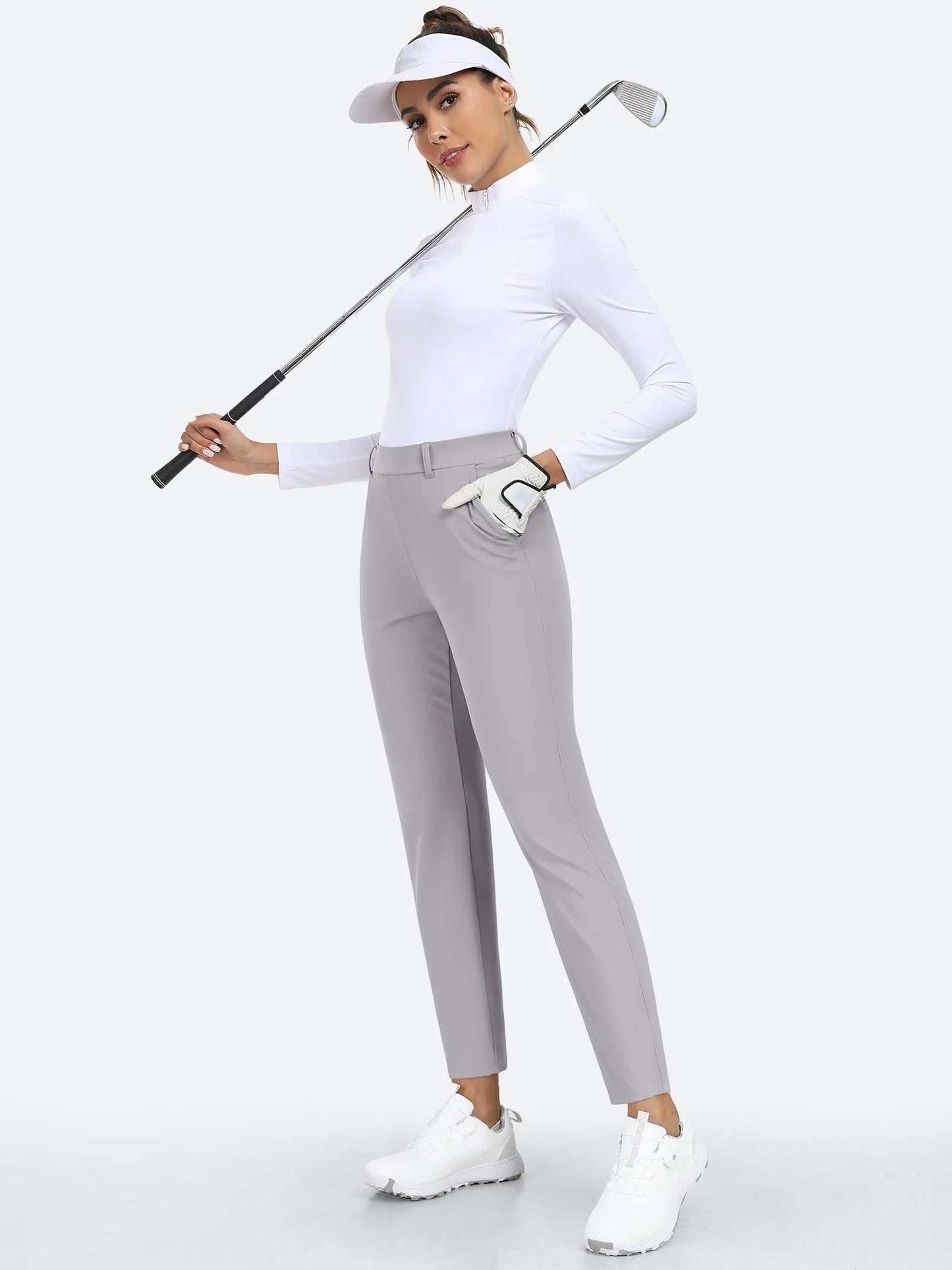 I YOGA Stretchy 7/8 Ankle Pull On Work Pants With Pockets