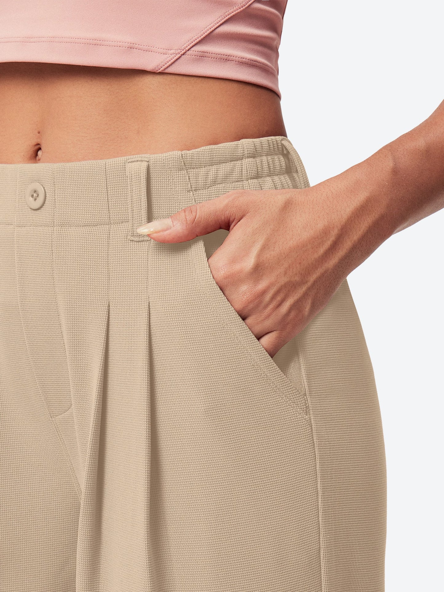 I YOGA High Waisted Waffle Wide Leg Work Pants