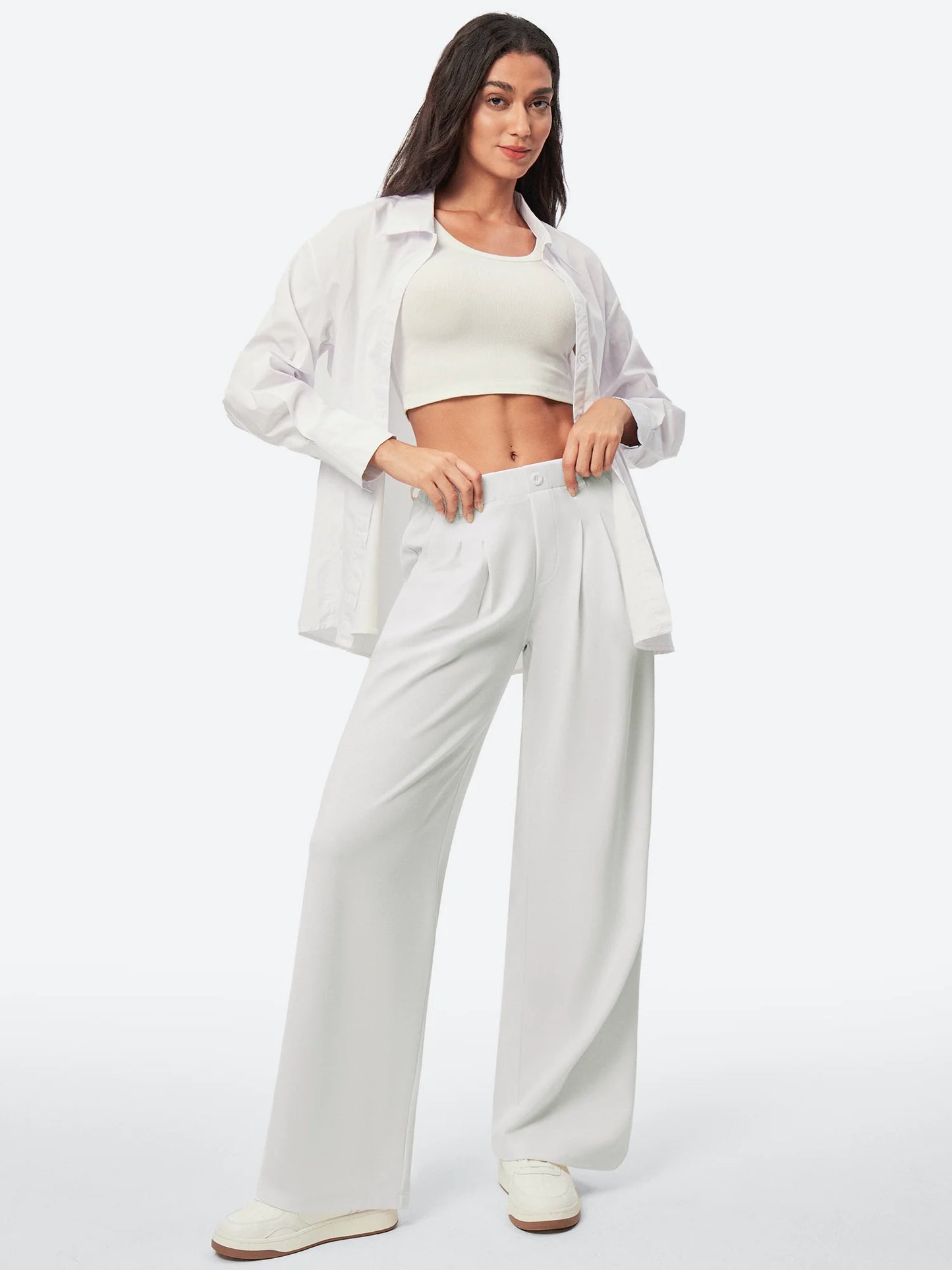 I YOGA High Waisted Waffle Wide Leg Work Pants