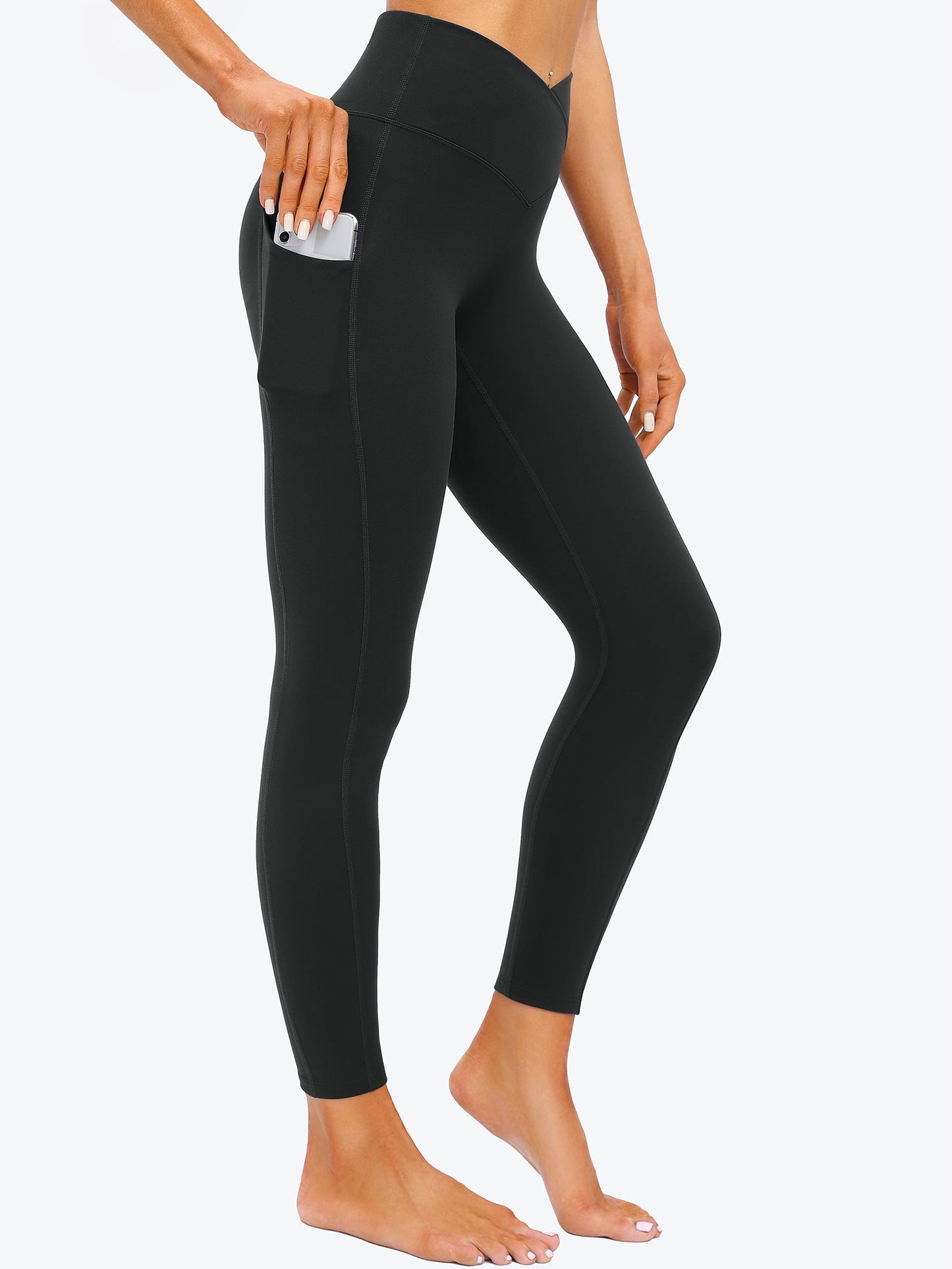 I YOGA Women's Cross Waist Leggings With Pockets