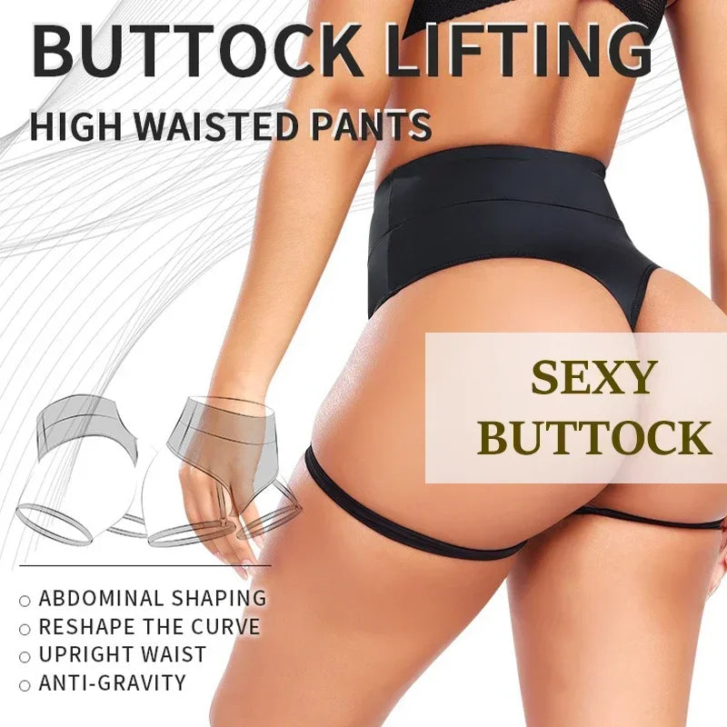 I YOGA Dimmkof Thigh Rope Sexy Butt Shapewears Women's Seamless Scrunch Buttocks Tummy Control Underwears Metal Buckle Thong Panties