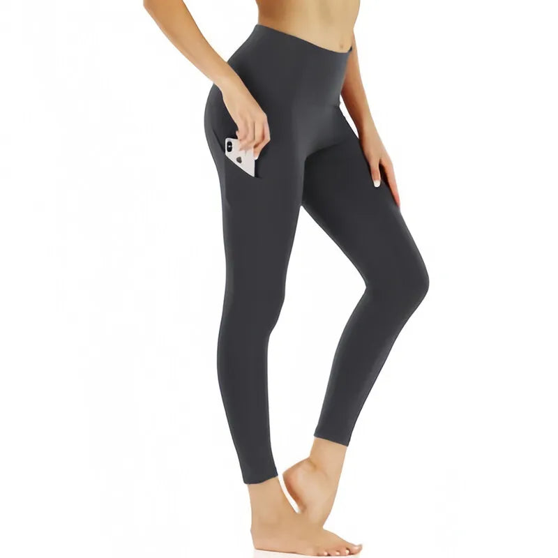 I YOGA Women Fitness Yoga Pants Elastic High Waist Yoga Leggings Tummy Control Workout Running Sports Leggings with Pockets