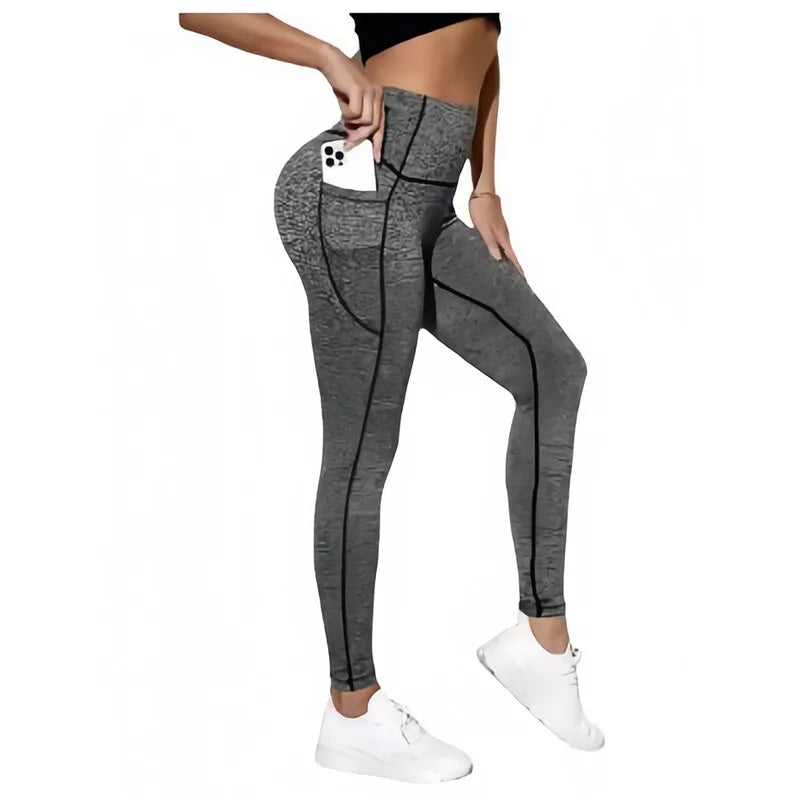 I YOGA Women Fitness Yoga Pants Elastic High Waist Yoga Leggings Tummy Control Workout Running Sports Leggings with Pockets