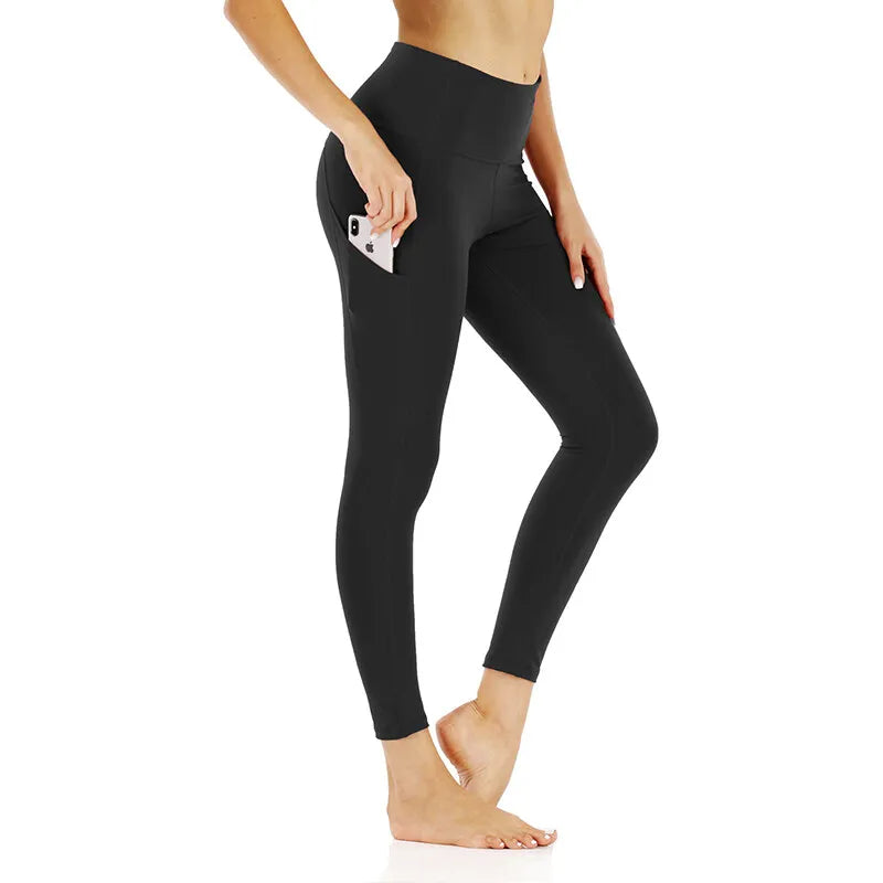 I YOGA Women Fitness Yoga Pants Elastic High Waist Yoga Leggings Tummy Control Workout Running Sports Leggings with Pockets