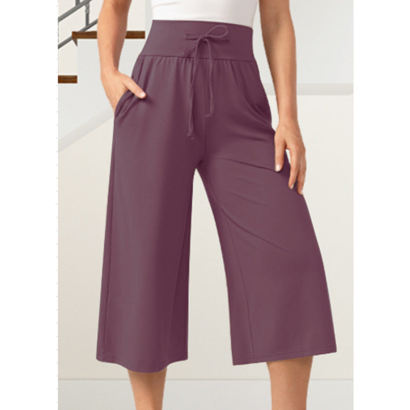 I YOGA High Waist Wide Leg Capris With Pockets