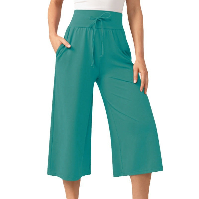 I YOGA High Waist Wide Leg Capris With Pockets