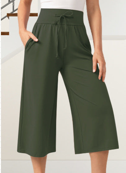 I YOGA High Waist Wide Leg Capris With Pockets