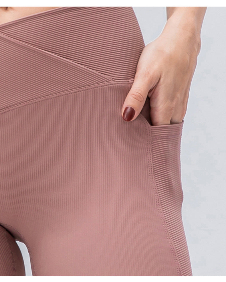 Pantalones cortos de ciclista con cintura cruzada y canalé para mujer de IUGA con bolsillos