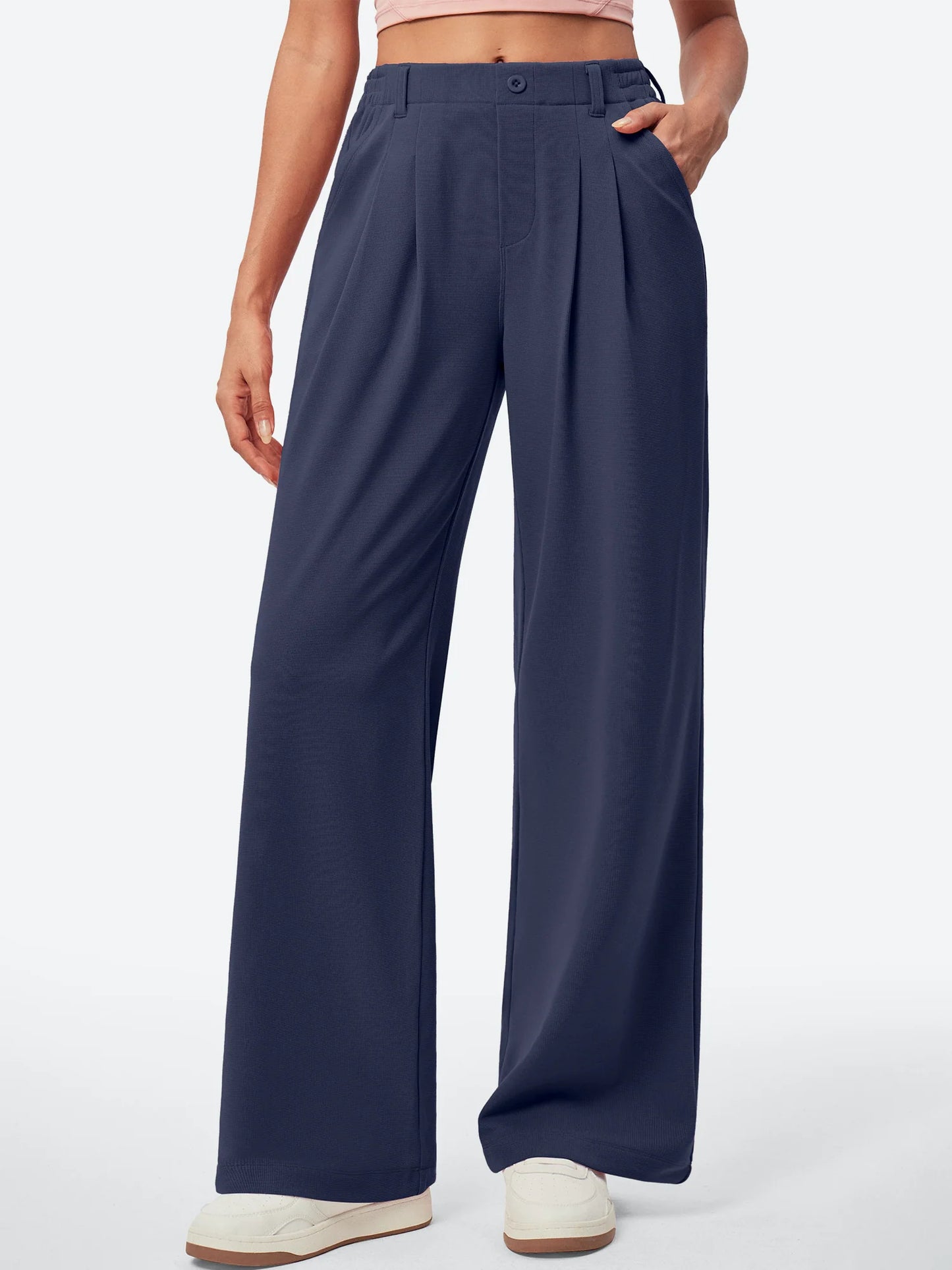 I YOGA High Waisted Waffle Wide Leg Work Pants