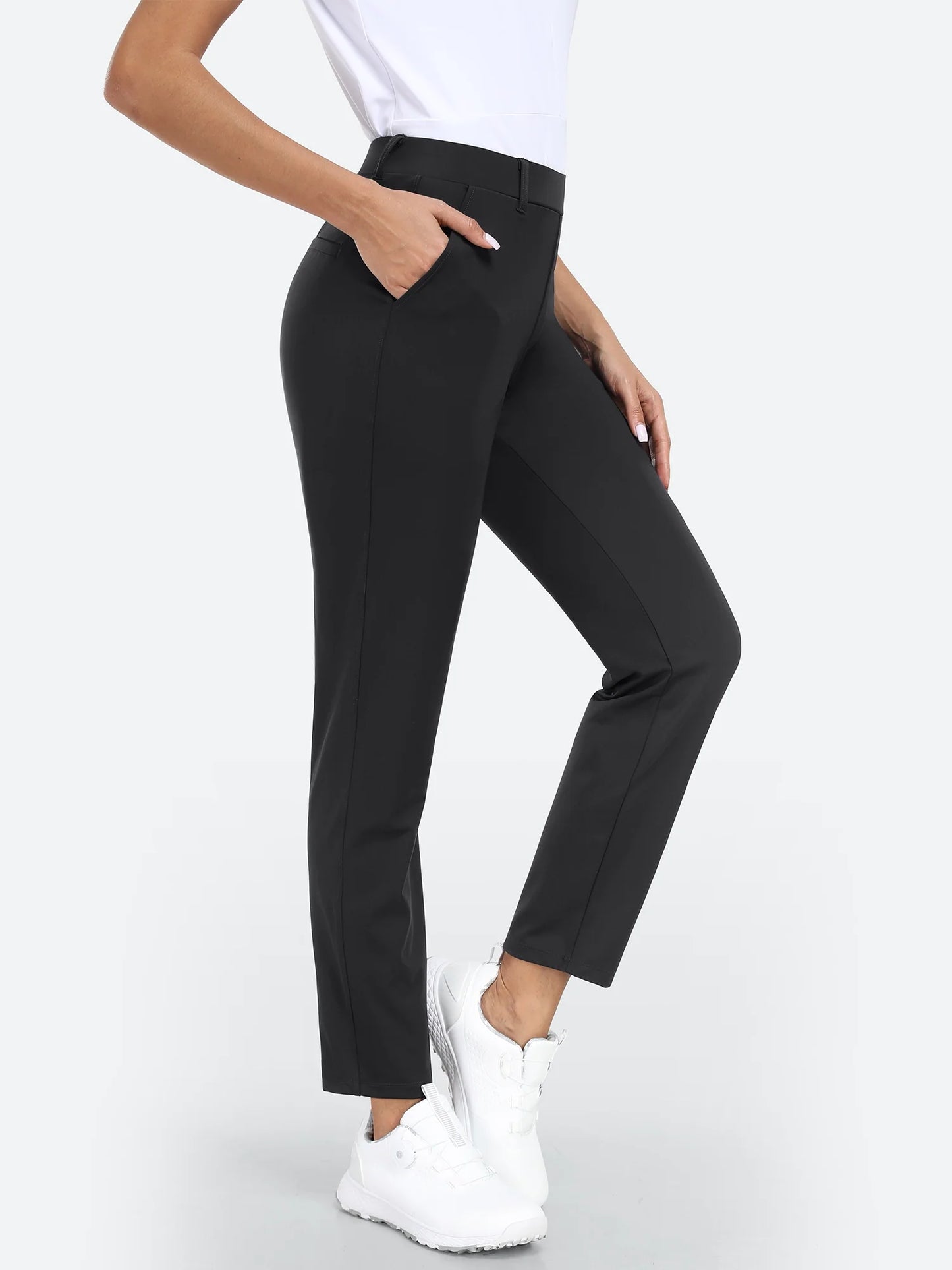 I YOGA Stretchy 7/8 Ankle Pull On Work Pants With Pockets