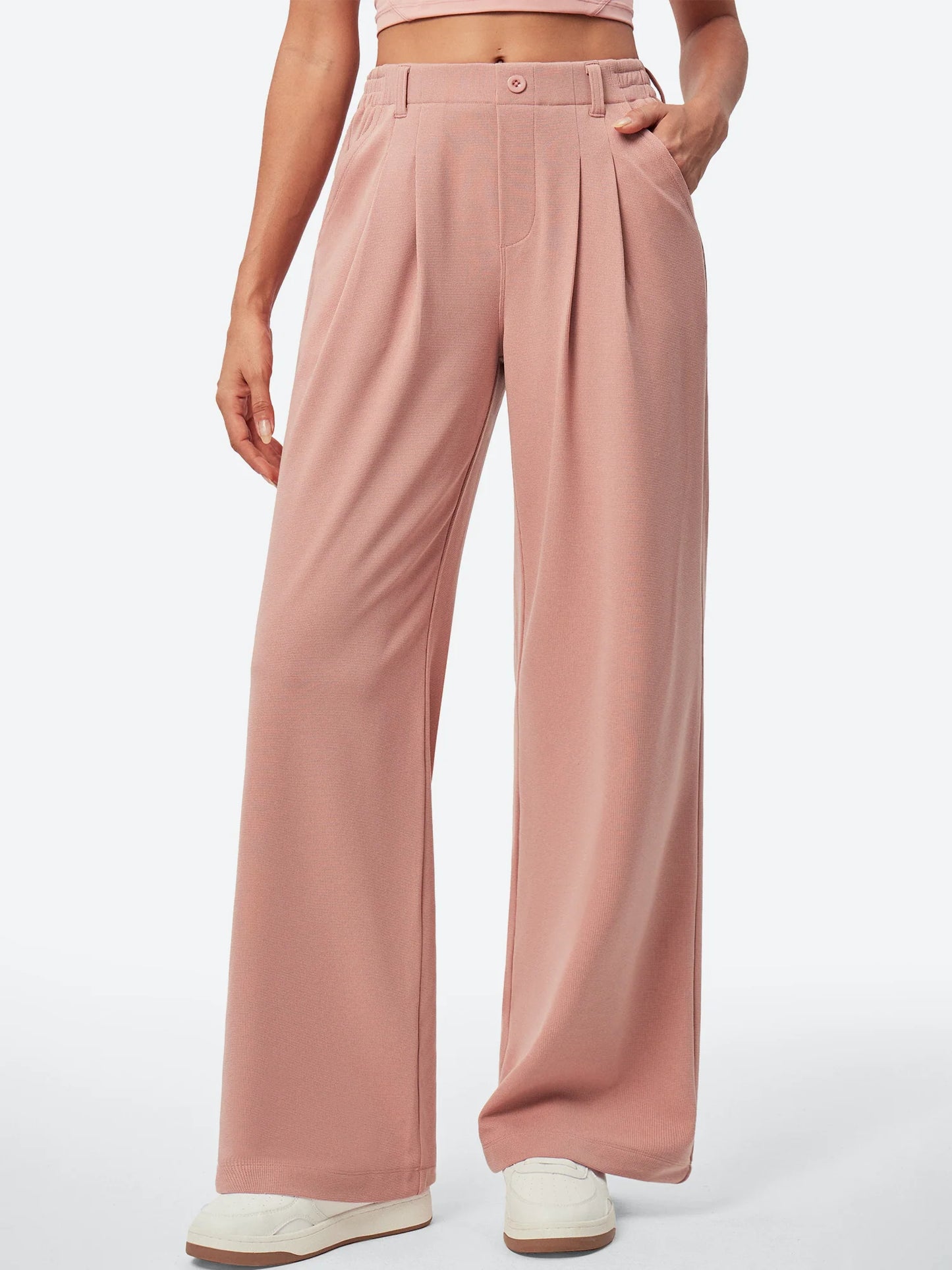 I YOGA High Waisted Waffle Wide Leg Work Pants