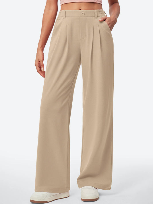 I YOGA High Waisted Waffle Wide Leg Work Pants