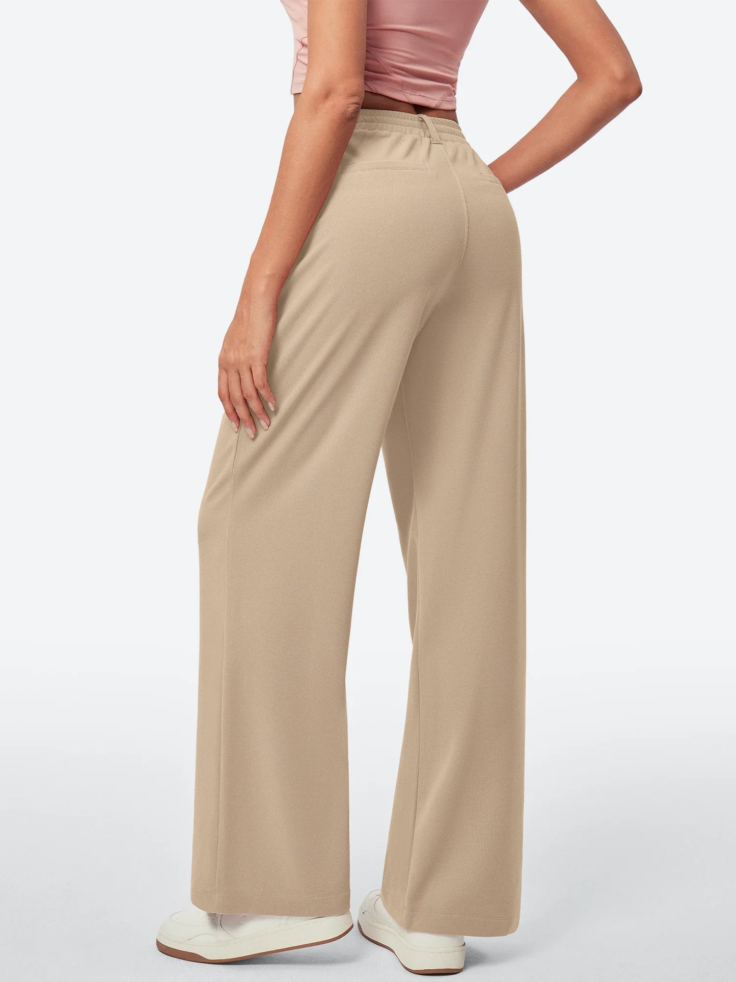 I YOGA High Waisted Waffle Wide Leg Work Pants