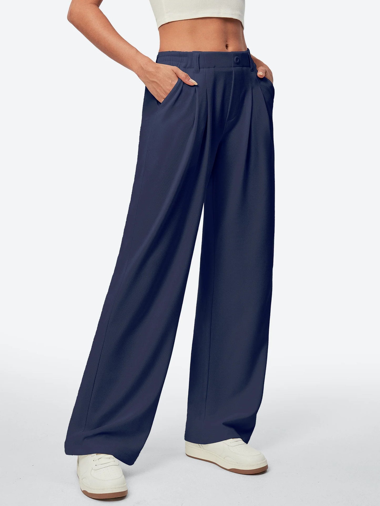 I YOGA High Waisted Waffle Wide Leg Work Pants