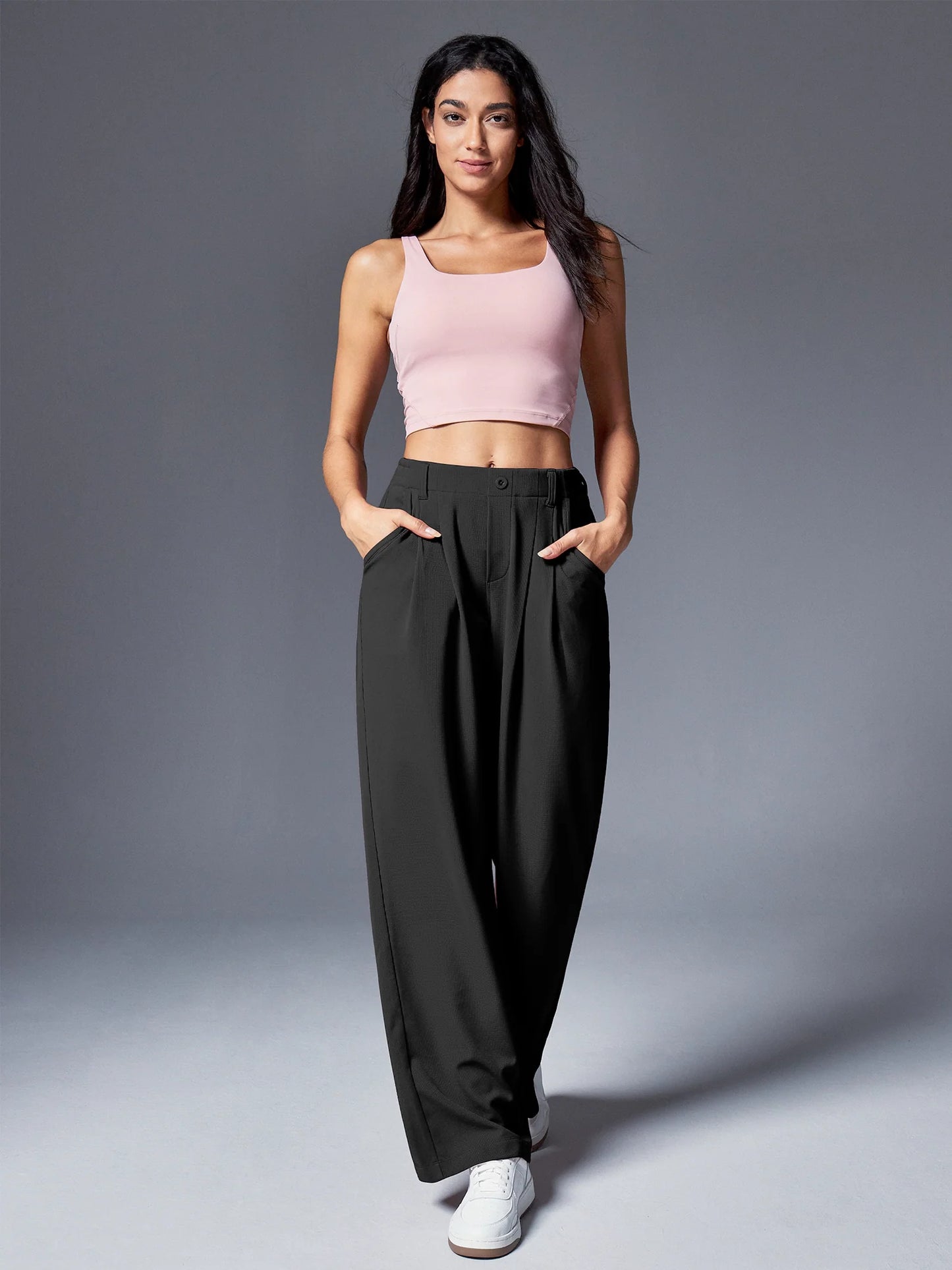 I YOGA High Waisted Waffle Wide Leg Work Pants