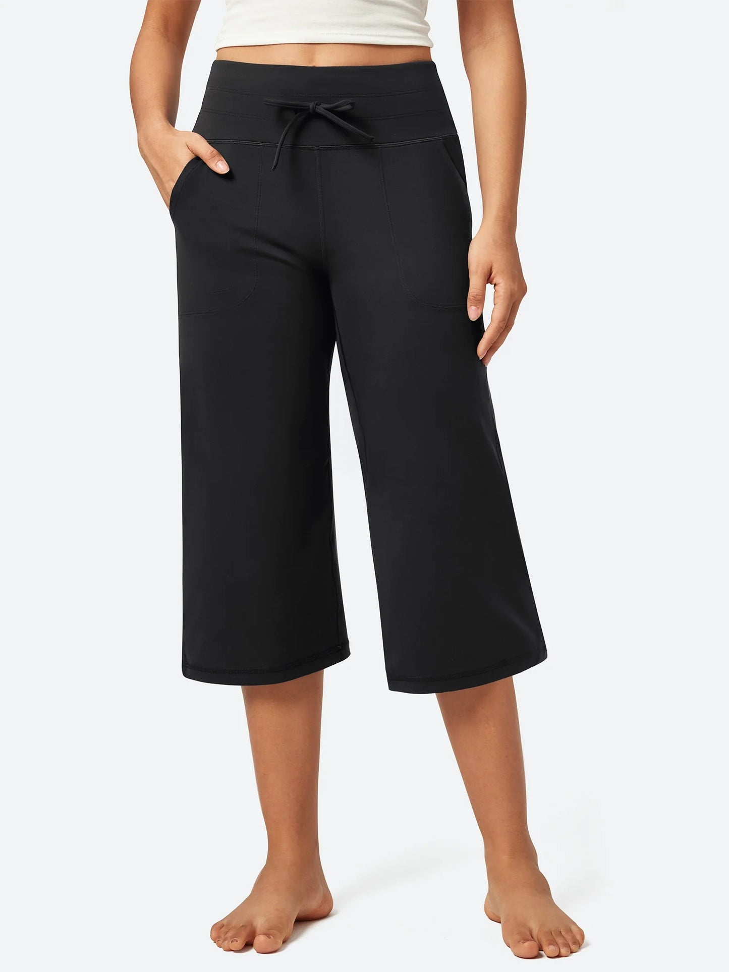 I YOGA High Waist Wide Leg Capris With Pockets