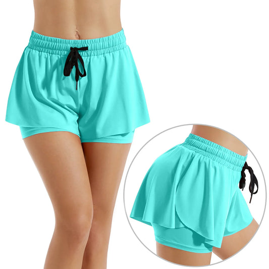 I YOGA Women Sports Short Skirt 2 In 1 Yoga Shorts Side Fork Fitness Running Tennis Badminton Anti Exposure Skirt Gym Sportswear