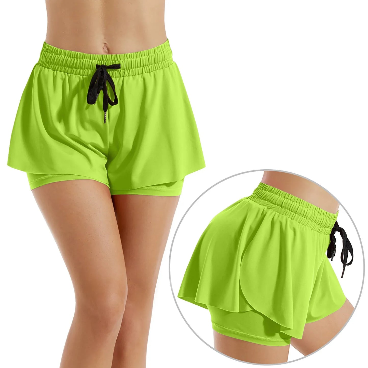 I YOGA Women Sports Short Skirt 2 In 1 Yoga Shorts Side Fork Fitness Running Tennis Badminton Anti Exposure Skirt Gym Sportswear