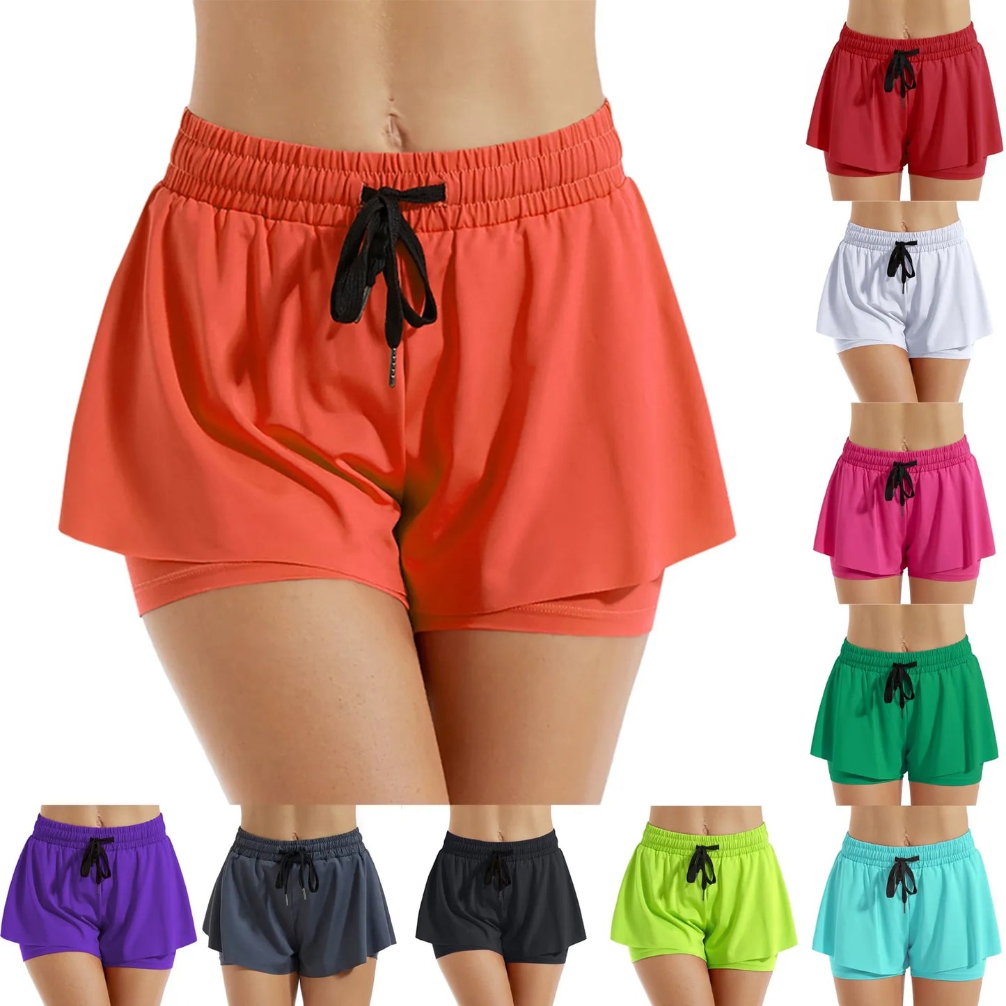 I YOGA Women Sports Short Skirt 2 In 1 Yoga Shorts Side Fork Fitness Running Tennis Badminton Anti Exposure Skirt Gym Sportswear