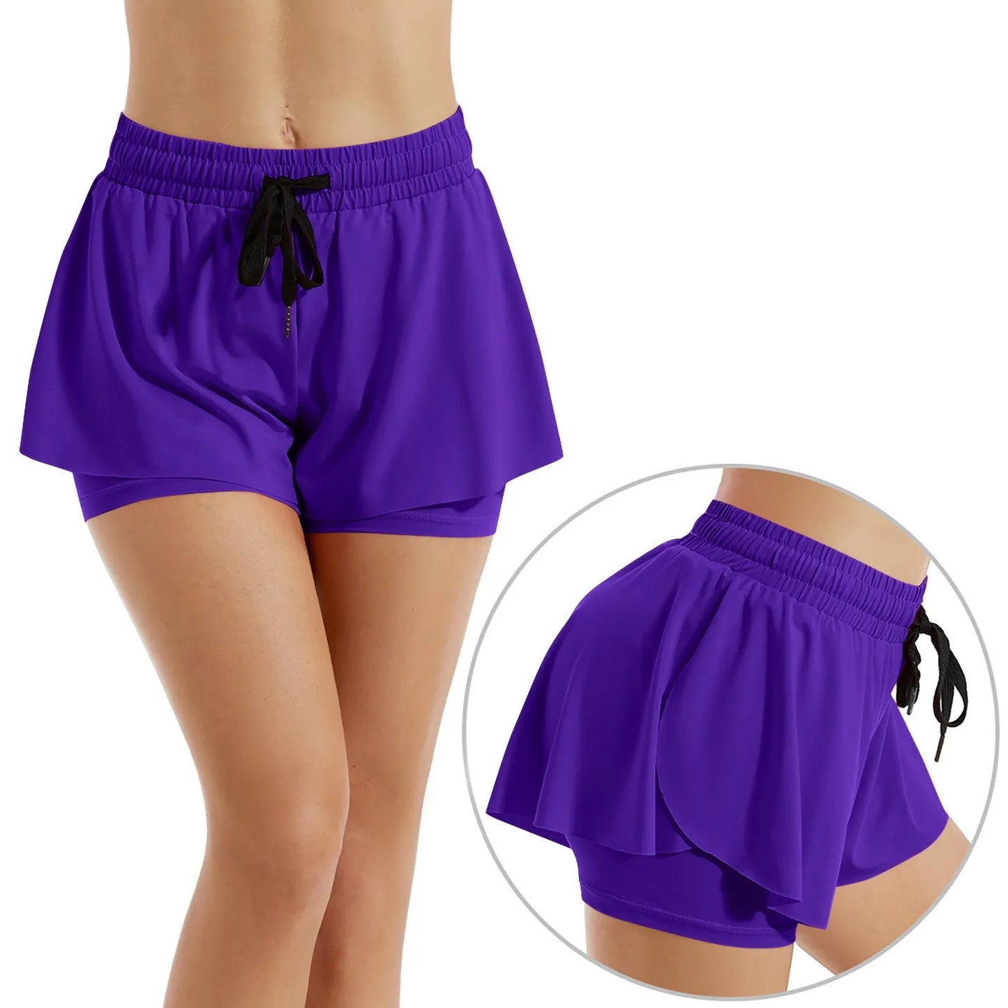 I YOGA Women Sports Short Skirt 2 In 1 Yoga Shorts Side Fork Fitness Running Tennis Badminton Anti Exposure Skirt Gym Sportswear